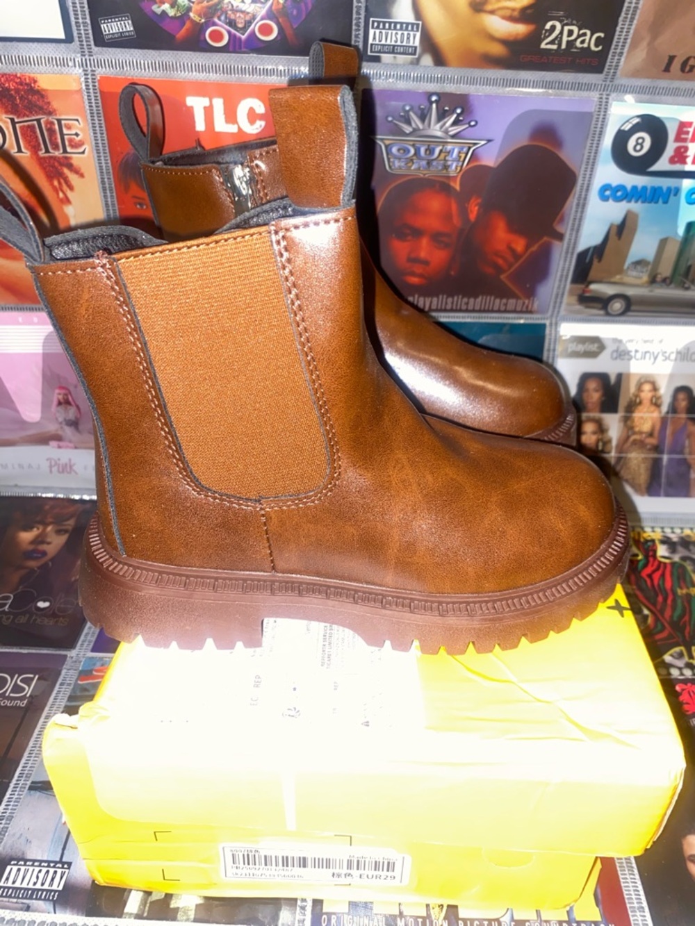 Brown Chelsea Lug Sole Ankle Boots